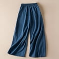thumbnail image 2 of ShomPort High Waist Cotton Linen Work Pants for Women Summer Comfortable Dressy Wide Leg Pants Elastic Waist Trousers, 2 of 6