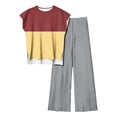 thumbnail image 1 of Besolor Womens 2 Piece Outfits 2024 Summer Tracksuit Color Block Sleeveless Tops and Long Pants Lounge Sets Plus Size, 1 of 4