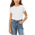 thumbnail image 2 of Amidoa Girls Short Sleeve Graphic Cute Cotton T-Shirts Kids Summer Tops Casual Soft Crewneck Tees Gray Size 3T, 2 of 5