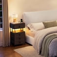 thumbnail image 1 of Mesita de Noche con estación de Carga USB y Enchufe - Buros para recamara - Mesa de Noche con 4 cajones - Mesa Auxiliar con luz led Ajustable., 1 of 7