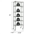 thumbnail image 7 of Storage Rack with Wheels, Floor Mounted Carbon Steel Standing Shelf with 6 Partitions and Side Hooks, Changeable Assembly Wire Shelving for Living room, Black, 7 of 7