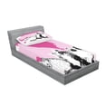 thumbnail image 2 of Ambesonne Animal Fitted Sheet & Pillow Sham Set, Cats Kittens, Twin, Pale Pink Hot Pink, 2 of 2