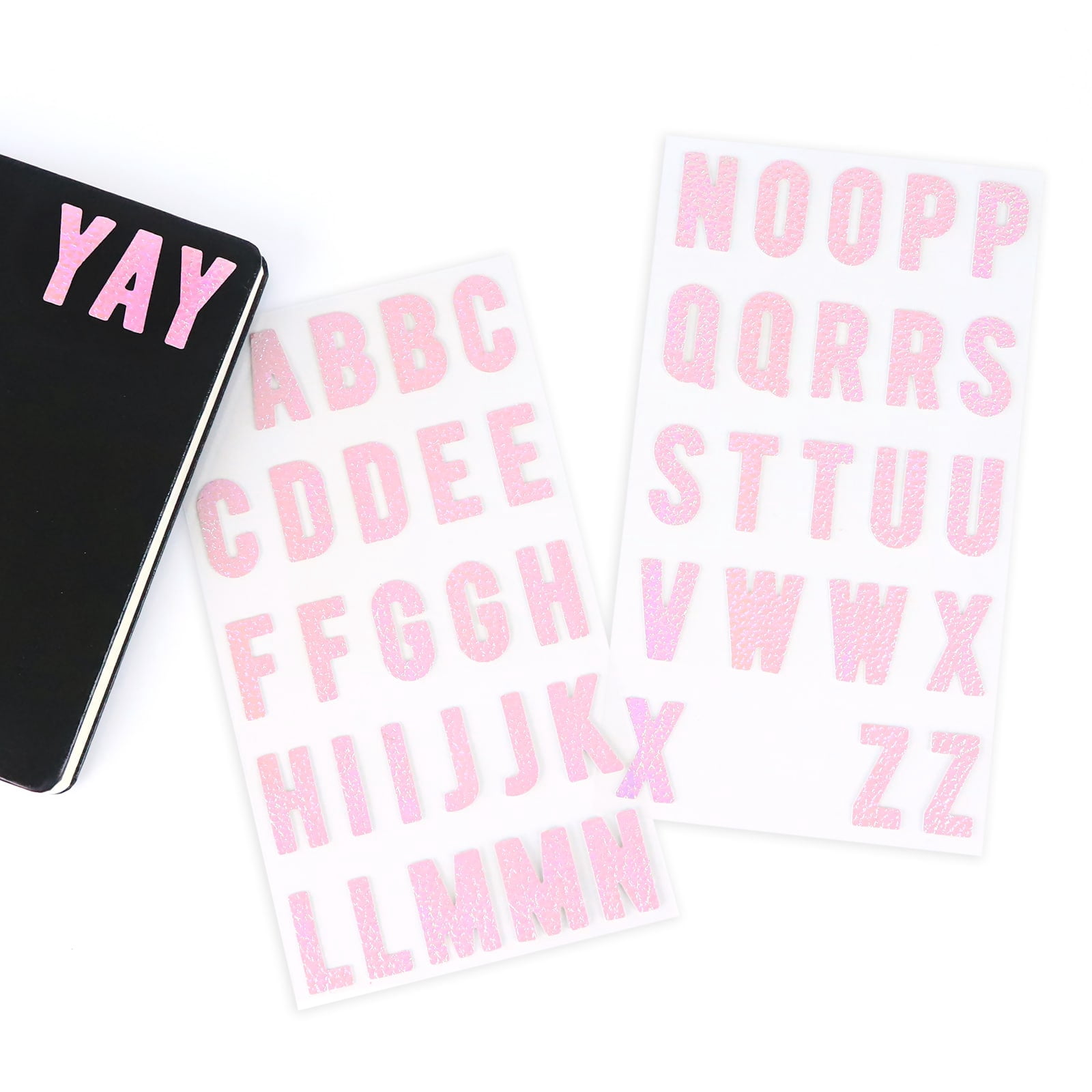 Recollections Pink Iridescent Fabric Alphabet Stickers, 12 Pack