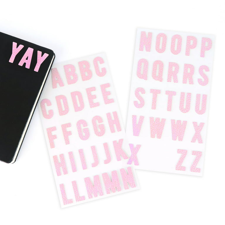 12 Pack: Pink Iridescent Fabric Alphabet Stickers by Recollections