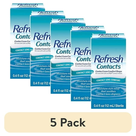 (5 pack) Refresh Contacts Contact Lens Comfort Drops, 0.4 fl oz (12mL) Sterile