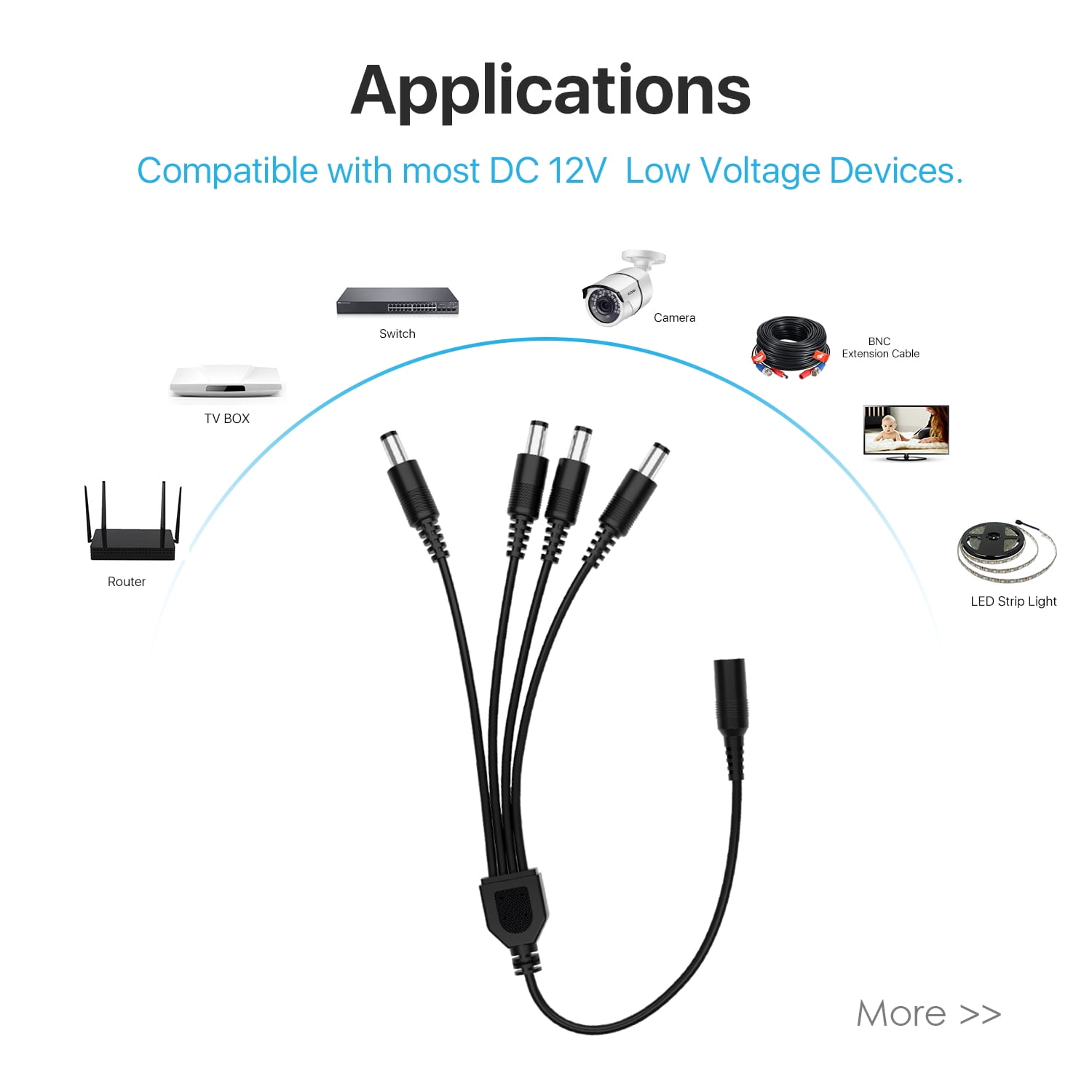 Buy ZOSI DC 1 Female to 4 Male Output Power Splitter Cable Cord for