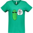 thumbnail image 3 of Inktastic Just Dill with It Chill Dill Pickle in Sunglasses Women's V-Neck T-Shirt, 3 of 5