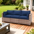 thumbnail image 6 of Kimunuk 8 Pcs Outdoor Cushion Covers for Patio Furniture, Washable Outdoor Cushion Slipcovers Replacement with Zipper for 3 Seat Rattan Sofa, Blue, 6 of 7