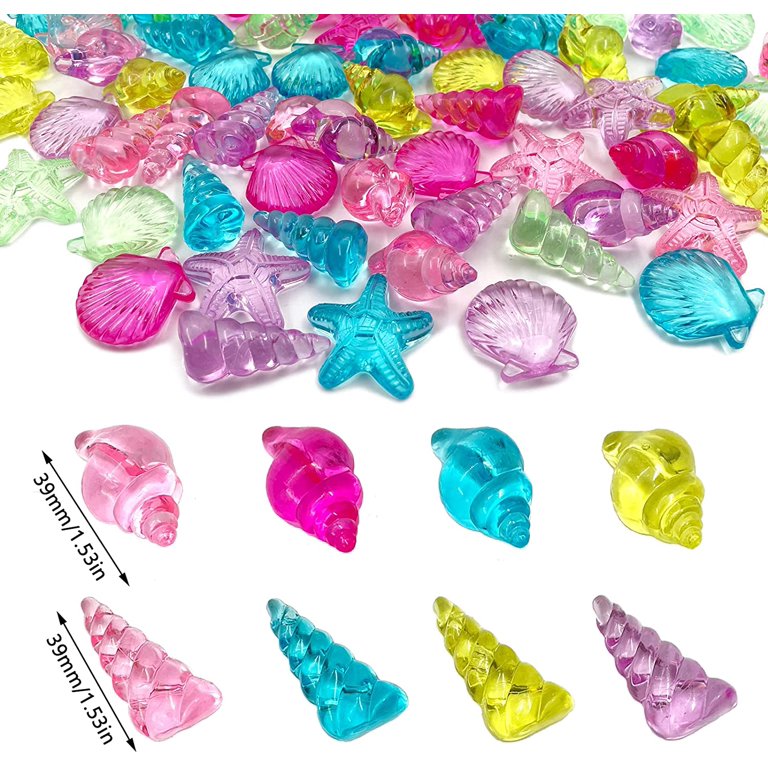 92pcs/Set 4 Styles Acrylic Seashells Conch Starfish Assorted Color for  Table Scatters Beach Theme Sea Shells Party Decoration Crafts 