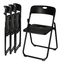 Zimtown Black Plastic Folding Chairs 4 Pack, Foldable Stacking Chairs
