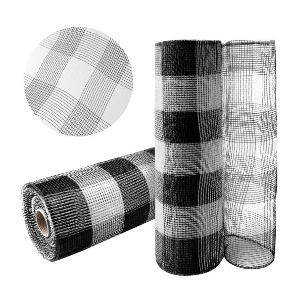 Cinta Decorativa GouZaak 10 pulg x 9 m Malla Blanca y Negra