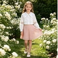 thumbnail image 5 of hoksml Girls 100% Cotton Long-Sleeve Blouse, Kids Lace Peter Pan Collar Puff Sleeve Button-Down School Top, 5 of 9