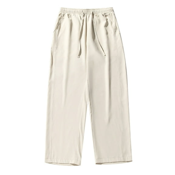 YUELONGHU Adult Men Casual Pants Mens Cargo Pants Relaxed Fit Stretch Men's Summer Light and Loose Straight Tube Solid Color Basic Easy To Pants