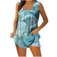 thumbnail image 1 of RKSTN Débardeurs pour Femmes Col Carré Sans Manches T-shirt Mode Confortable Imprimé Floral Blouse Plissée Décontractée Ample, 1 of 4