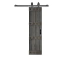 thumbnail image 4 of Mid-Century Style 24in.X 84in.Carbon Gray Finished Knotty Pine Wood Barn Door with  Hardware Kit, 4 of 7