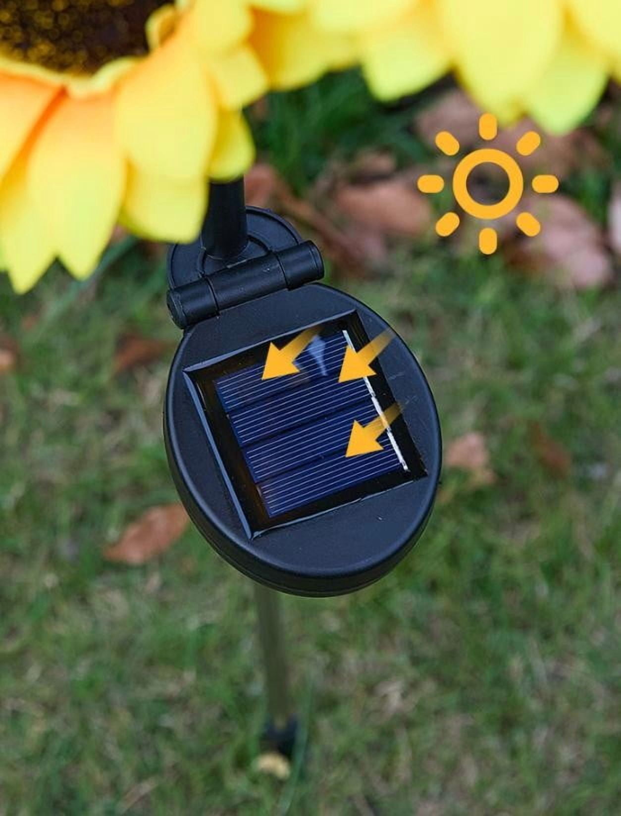Solar Sunflower Garden Lights Outdoor - Waterproof 3-Head LED Pathway Lights for Yard, Patio & Walkway Decor, Auto On/Off, 29.6" Tall Yellow Flower Solar Lights