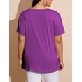 thumbnail image 5 of FOLUNSI Women's Plus Size Tops Casual Keyhole Round Neck Pleated Puff Sleeve Blouse m-4x, 5 of 6