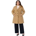 thumbnail image 3 of DARING DIVA Women's Plus Mid Length Notch Lapel Single Breasted Pea Jacket 3X Camel, 3 of 7