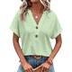 thumbnail image 2 of Tops Henley de Corta con Cuello en V para Mujer, Verde , Talla M, 2 of 6