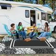 thumbnail image 4 of FairOnly 9'x18'Black Vintage Outdoor Rugs Reversible Stain Resistant Area Rug for Camping picnic, 4 of 5