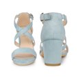 thumbnail image 4 of BLISSFUL STEP Women's Crisscross Strap Open Toe Block Heels Sandals, 4 of 5