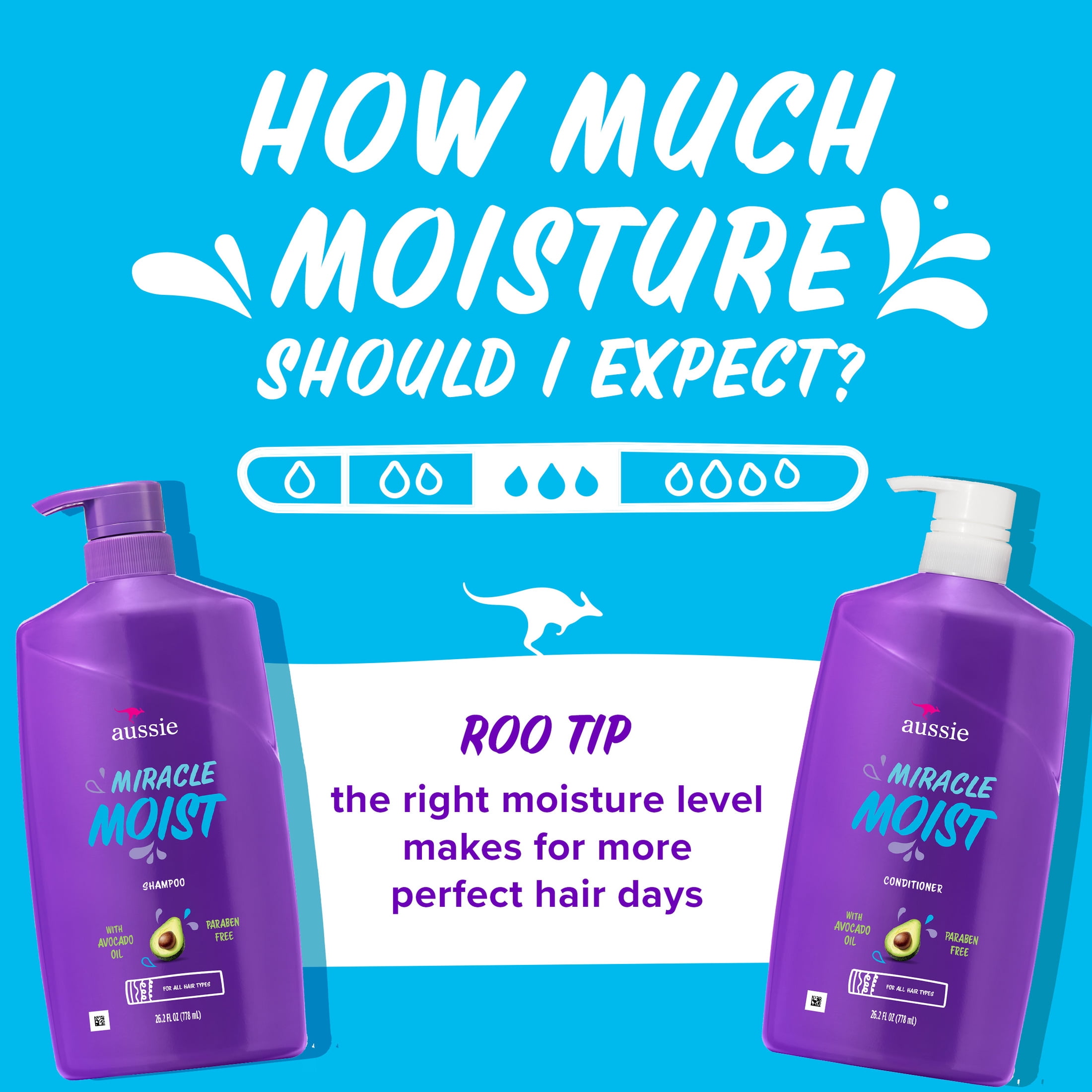 (4 pack) Aussie Miracle Moist Shampoo and Conditioner Dual Pack Hair Set, 26.2 fl oz