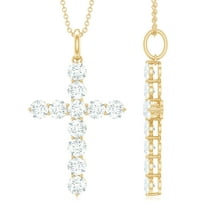 Rosec Jewels Lab Grown Diamond Cross Necklace Pendant with Chain (EF-VS Quality) - Ready to Gift for Christmas, 18K Yellow Gold
