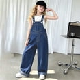 thumbnail image 7 of XXWXYD Girls Denim Overalls, Kids Baggy Wide Leg Suspender Jumpsuit with Adjustable Straps and Pockets for Casual Fall School Play Daily Outfit Wear, 7 of 7