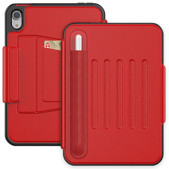 Tablet Case for iPad Mini 7 A17 Pro 2024 8.3 inch A2995 A2996 Smart Cover for iPad Mini 6 2021 Multi-fold Back suction Case (Red,mini 6 8.3 inch 2021)