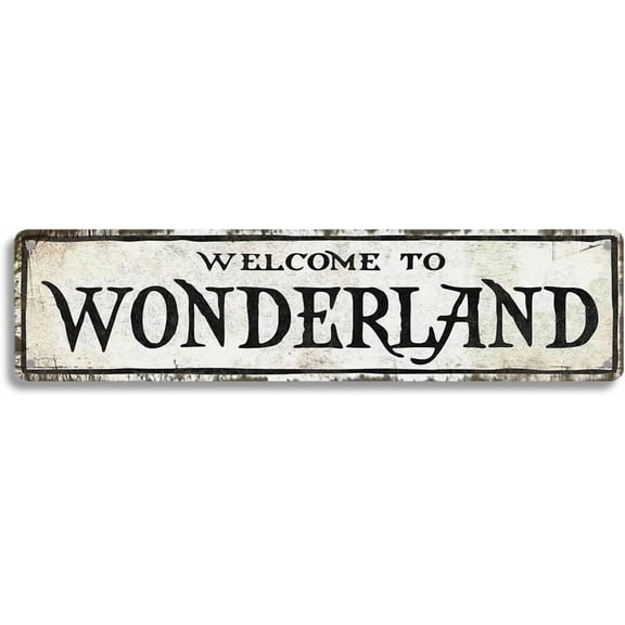 Welcome to Wonderland Sign for Bedroom Decor, 4"x16" Horror Sign for Dorm, Teen Room Decor, Witchy Room Decor, Emo Room Decor for Home Farmhouse Bar Cafe Garage Indoor Outdoor Gift