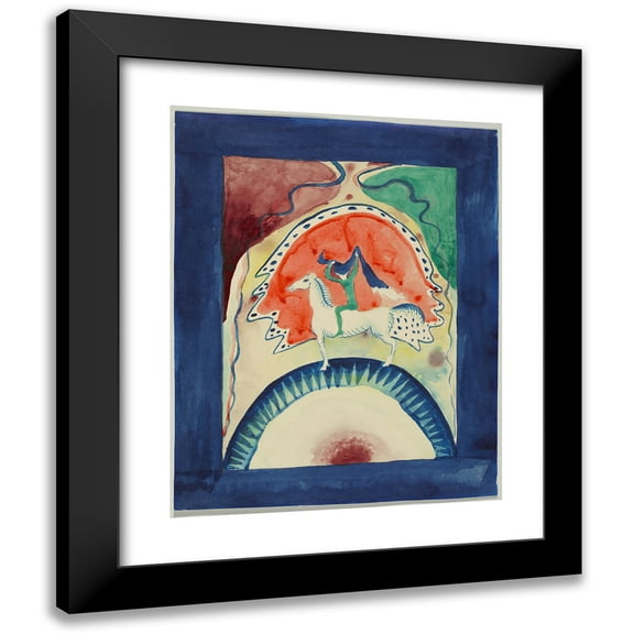 Wassily Kandinsky 12x14 Black Modern Framed Museum Art Print Titled - Design for the Cover of the Almanac ‘The Blue Rider’ (1911)