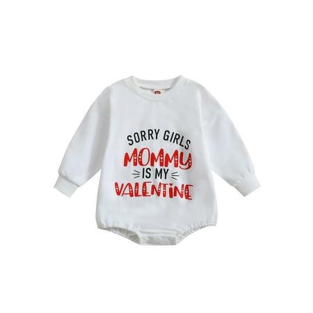 

Ma&Baby Baby Romper Infant Boy Girls Valentine s Day Bodysuit Long Sleeve Letter Print Jumpsuit One-pieces