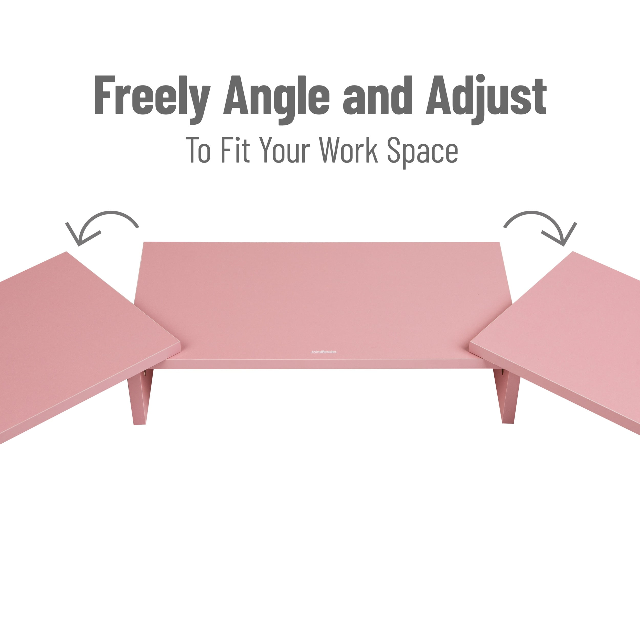 Mind Reader Dual Monitor Stand, Desktop Organizer, Laptop Riser, Office, MDF, 51.25"L x 9.25"W x 4.75"H, Pink