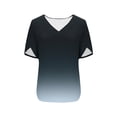 thumbnail image 5 of Womens Tops Under $10 Gradient Tops for Women Split Short Sleeve Summer Loose V Neck Business Casual Shirts Dressy Going Out Blouse Navy XL, 5 of 6