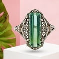 thumbnail image 5 of Eosunjian Women Ring Hollow Out Green Cubic Zirconia Jewelry Vintage Finger Ring for Wedding Party Banquet Birthday Green US 7, 5 of 13