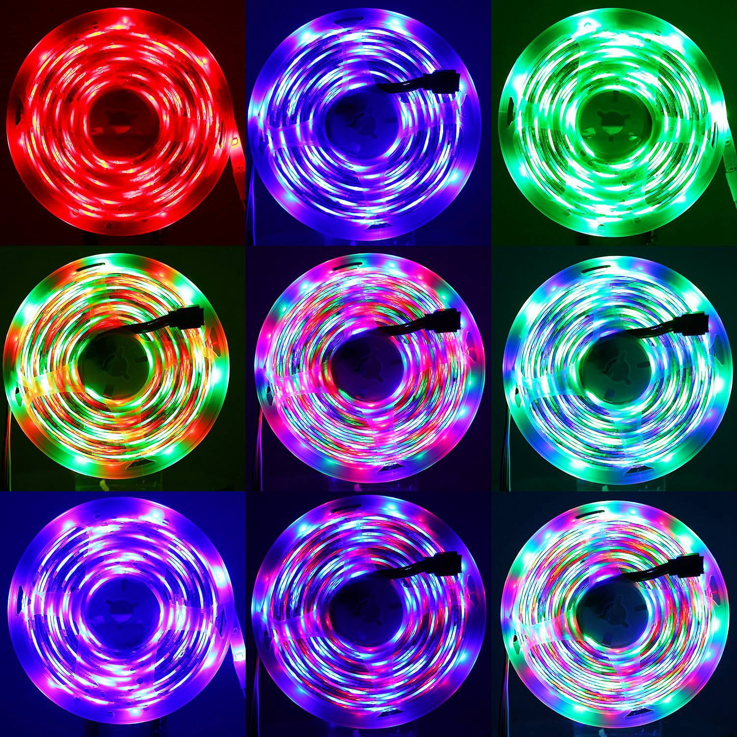 2PCS 5M/16.5ft 300 LEDs Strip Lights TeqHome Color Changing RGB Lights44-Key IR Remote Control Cuttable & Dimmable IP65 Waterproof for Home Christmas Party Decoration