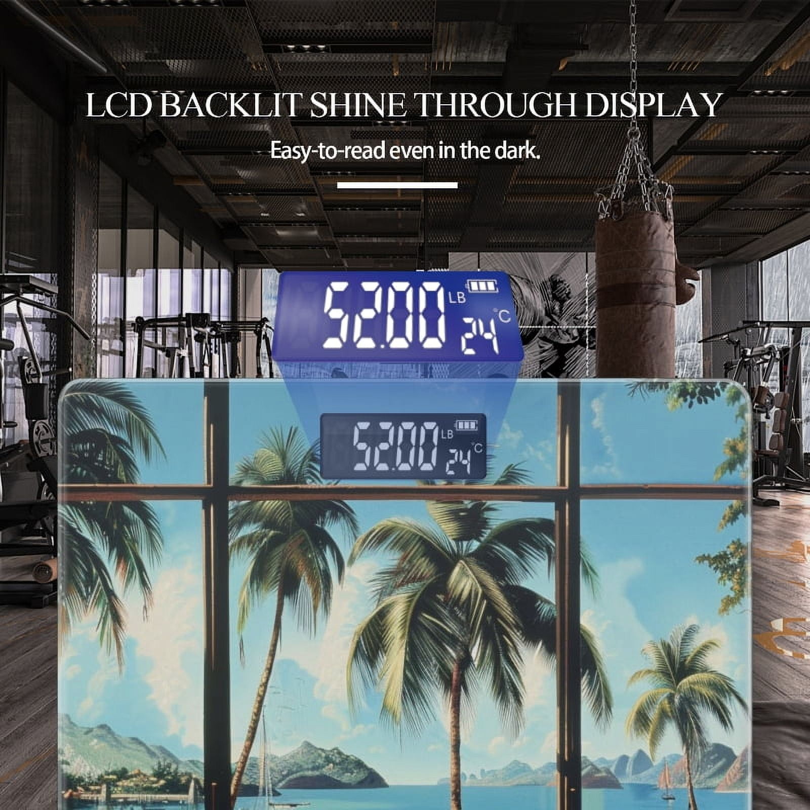 Bathroom Scale, Highly Accurate Digital Body Scale,Precisely Measures Weight up to 400 lbs-View From The Window Of Exotic Island With Palm Trees And Crysta