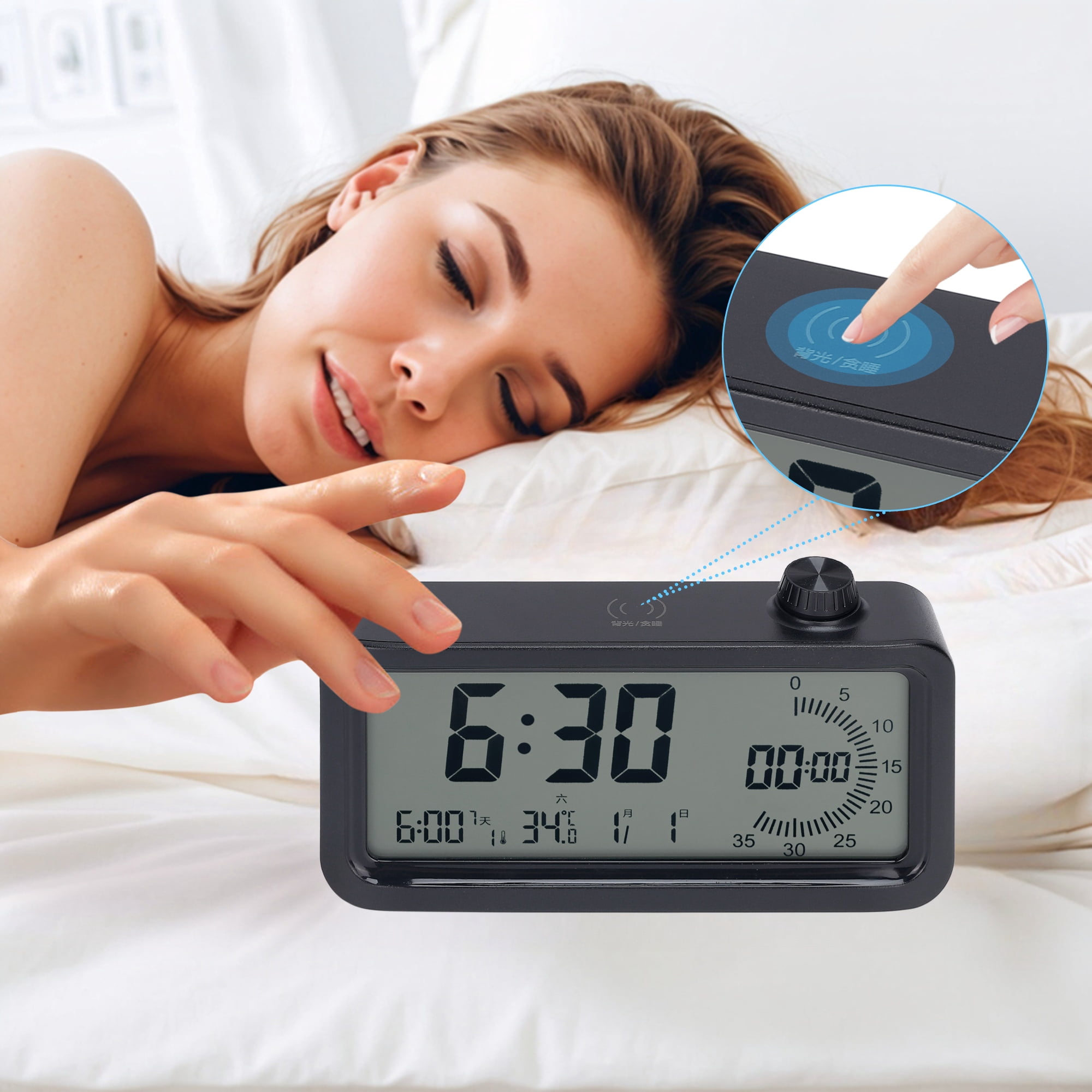 Unique Bargains Small Digital Alarm Clock Bedroom for Deep Sleepers Black