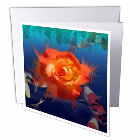 3dRose Koi Fish Pond, Greeting Cards, 6 x 6 inches, set of 6