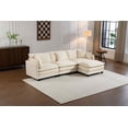 thumbnail image 6 of Timbernest 114" Modular Cloud Couch, L Shaped Sectional Sofa with Ottoman, Modern Chenille Sleeper Sofa, 3 Seater, White, 6 of 6