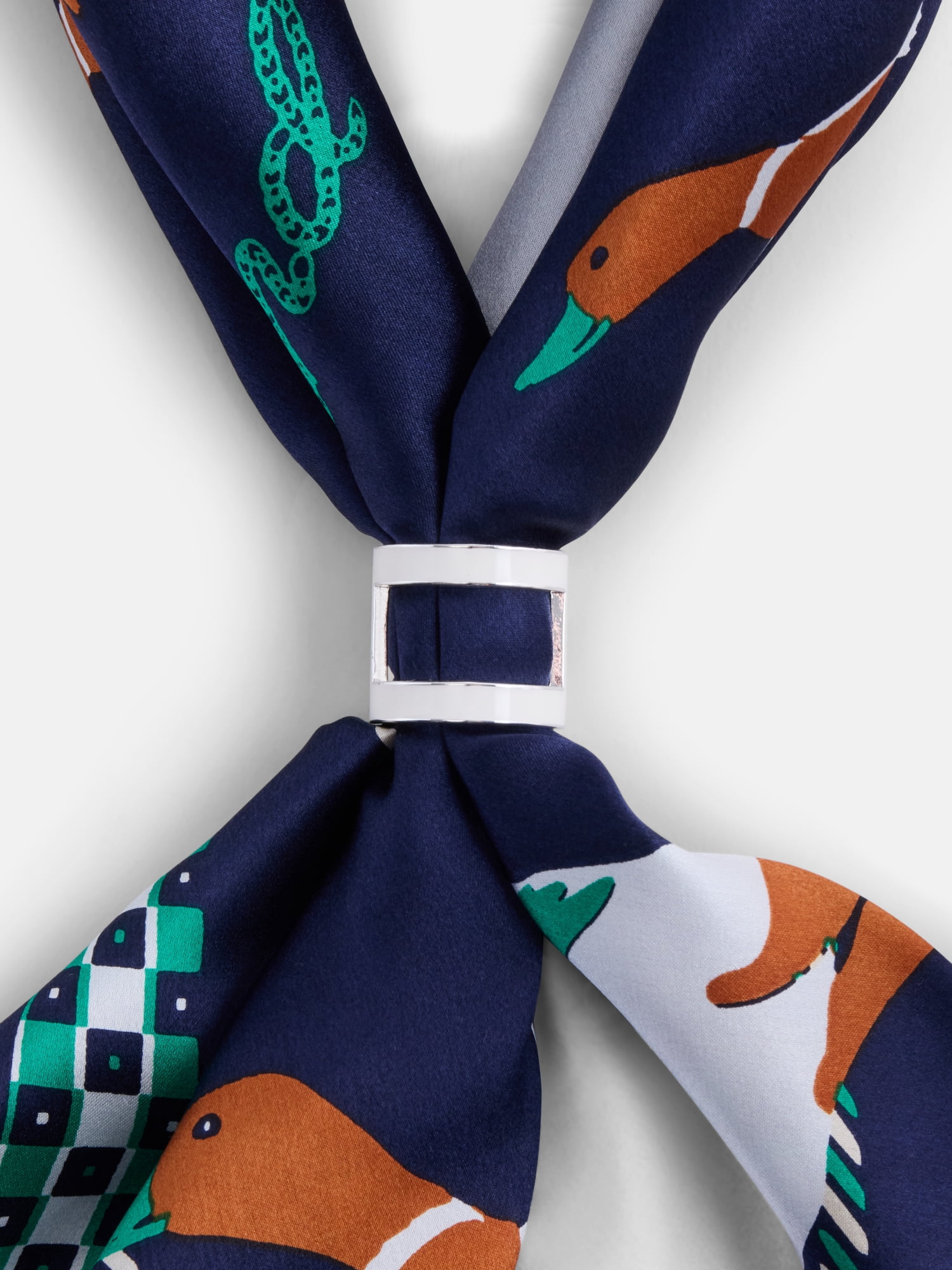 Free Assembly Women's Print Silk Scarf, Navy