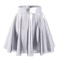 thumbnail image 6 of IBTOM CASTLE Women Shiny Metallic Flared Pleated A-Line Ballet Dance Flared Skater Skirt S Silver, 6 of 8