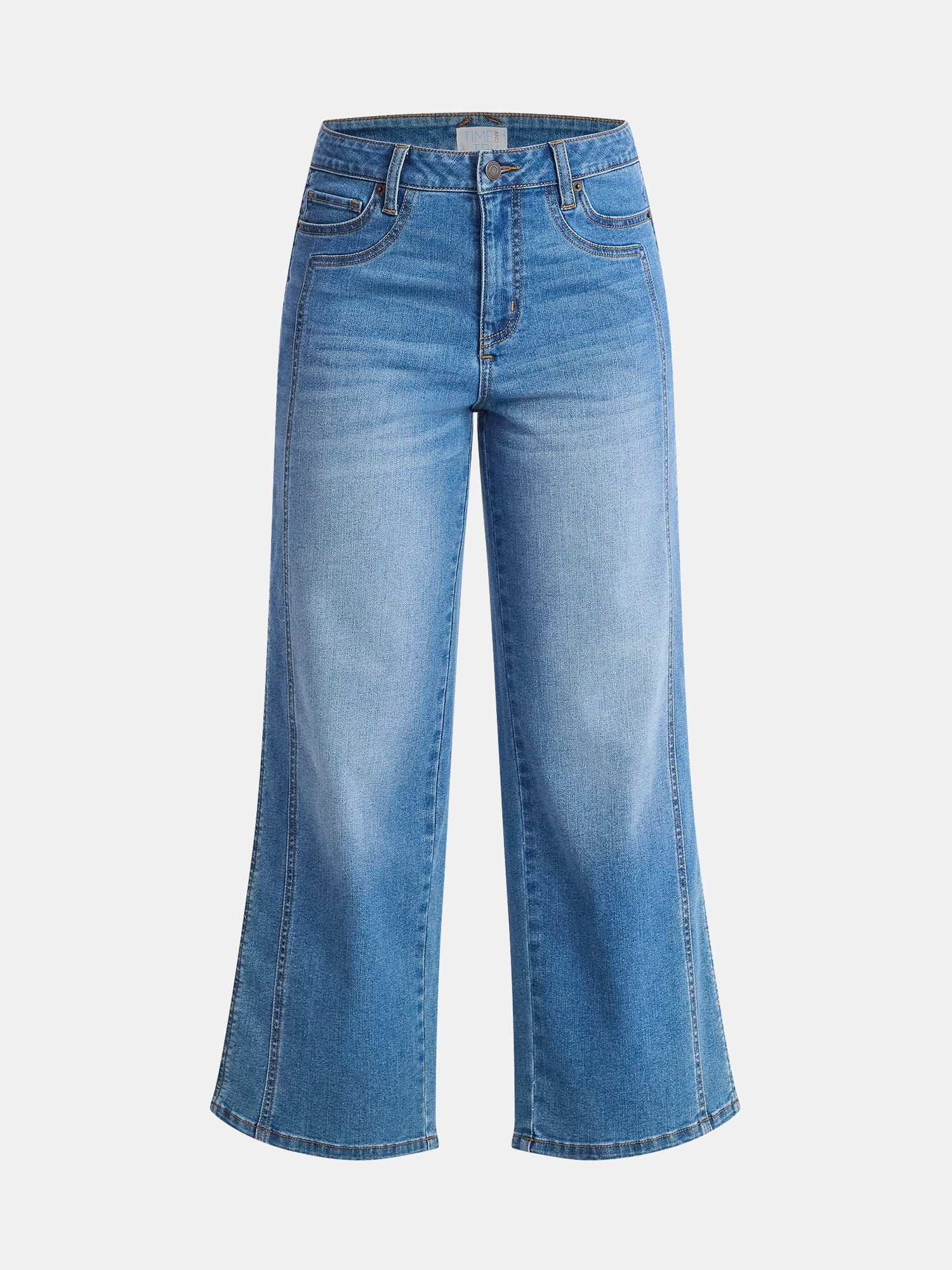 Tomoz Time and Tru Women's High Rise Wide Leg Cropped Jeans with