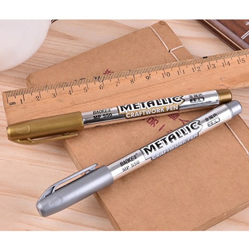 JUNTEX Gold Silver Paint Pen Metallic for Black Paper Card Making  Scrapbooking Mug Wood