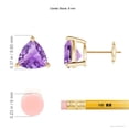 thumbnail image 4 of ANGARA Natural Basket-Set Trillion 3.2 ct Amethyst Stud Earrings in 14K Yellow Gold for Women (Size-8mm) | February Birthstone, Anniversary, Jewelry Gift for Women | Natural Amethyst Earrings, 4 of 7