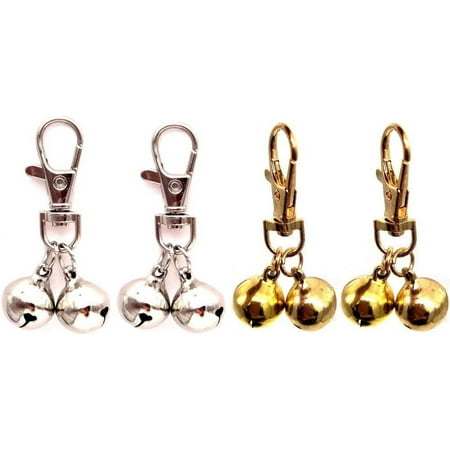 4Pcs DIY Pet Bells 304 Stainless Steel Dog Bells Gold and Silver Bell Training Charm Pendants Jewelry for Pet Dog Cat Necklace Collar