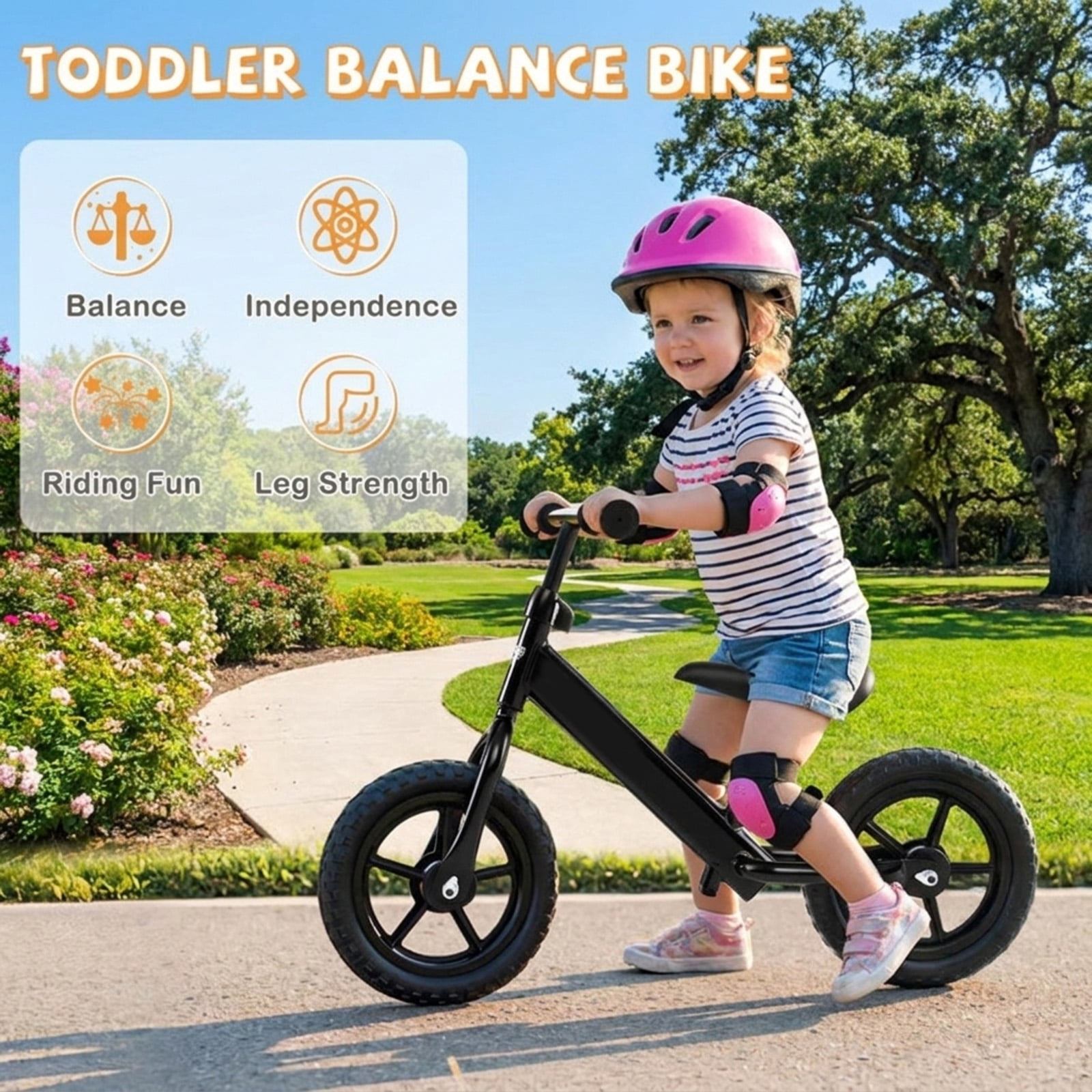Redsmile Toddler Balance Bike for Ages 2-5, No Pedal Training Bike with Adjustable Seat and Handlebar, Lightweight Kids Balance Bike, Black