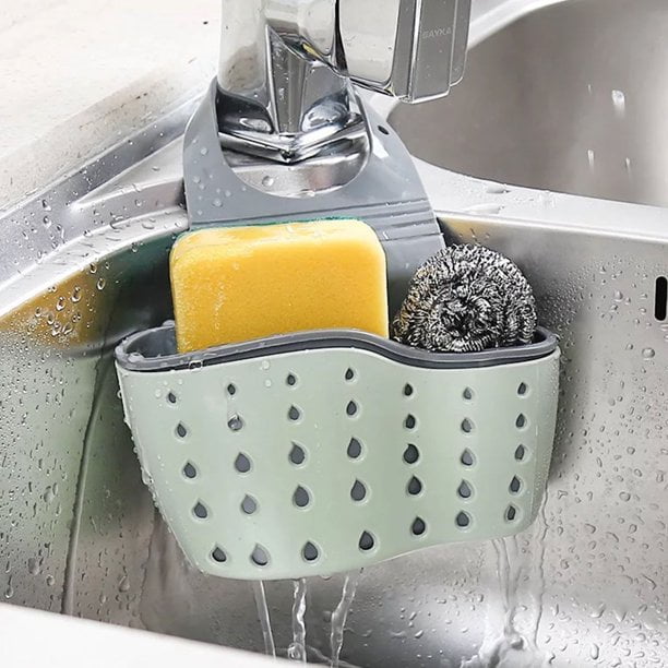 Sponge Holder Sink Around Faucet Kitchen Shelf Adjustable Pool Storage Rack BO 