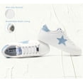 thumbnail image 4 of LUCKY STEP Stylish Star Low Top Lace Up Sneaker Comfort Walking Shoes,White/Denim Blue PU,Womens, 4 of 10