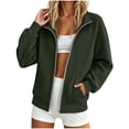 thumbnail image 2 of Ynynloco Women's Zip up Sweatshirts Jacket Stand Collar Long Sleeve Athletic Running Jacket with Pockets, 2 of 8